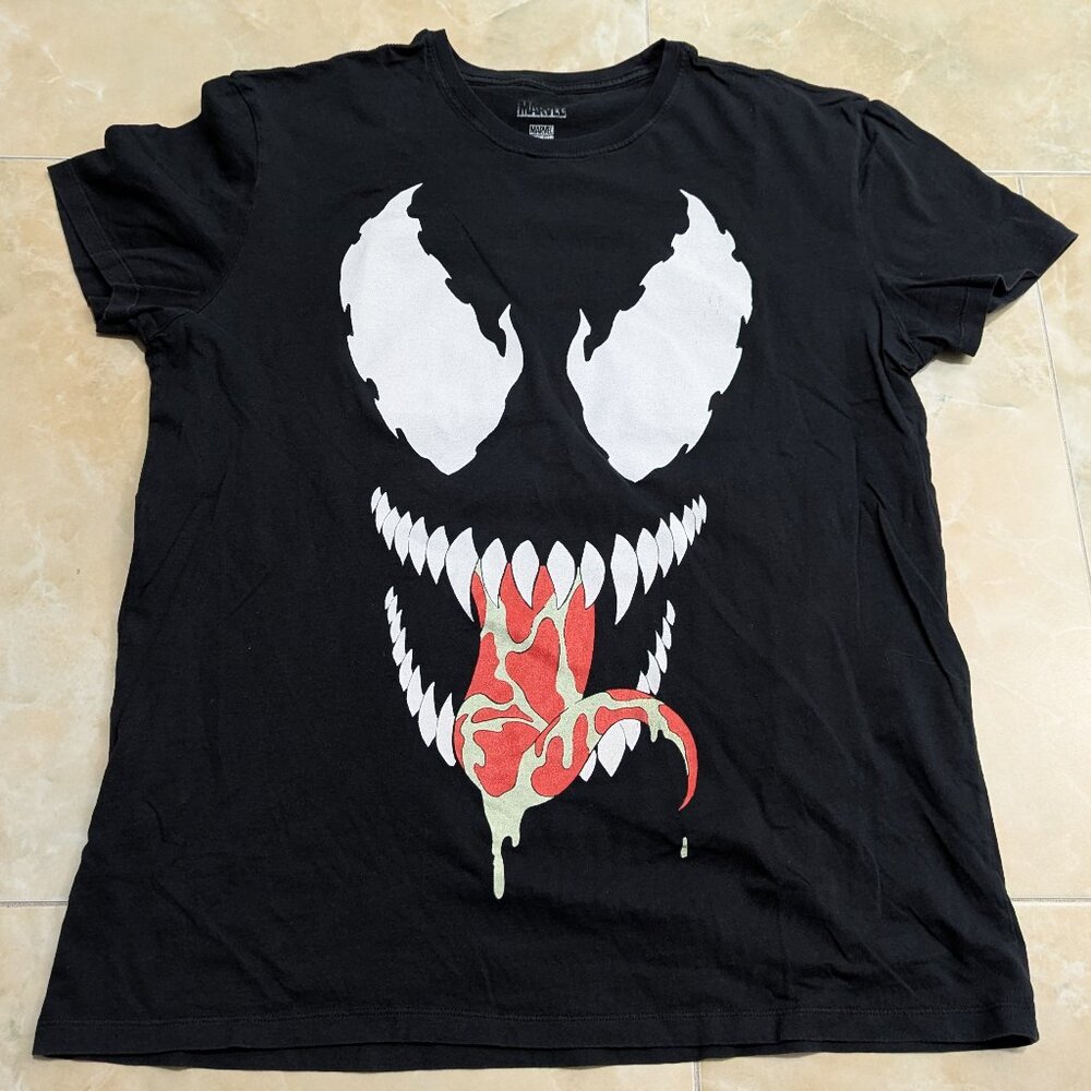 Marvel Venom Face Men's Black T-shirt - Size Large